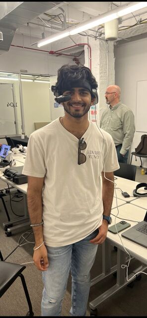 Apoorv wearing a RealWear headset