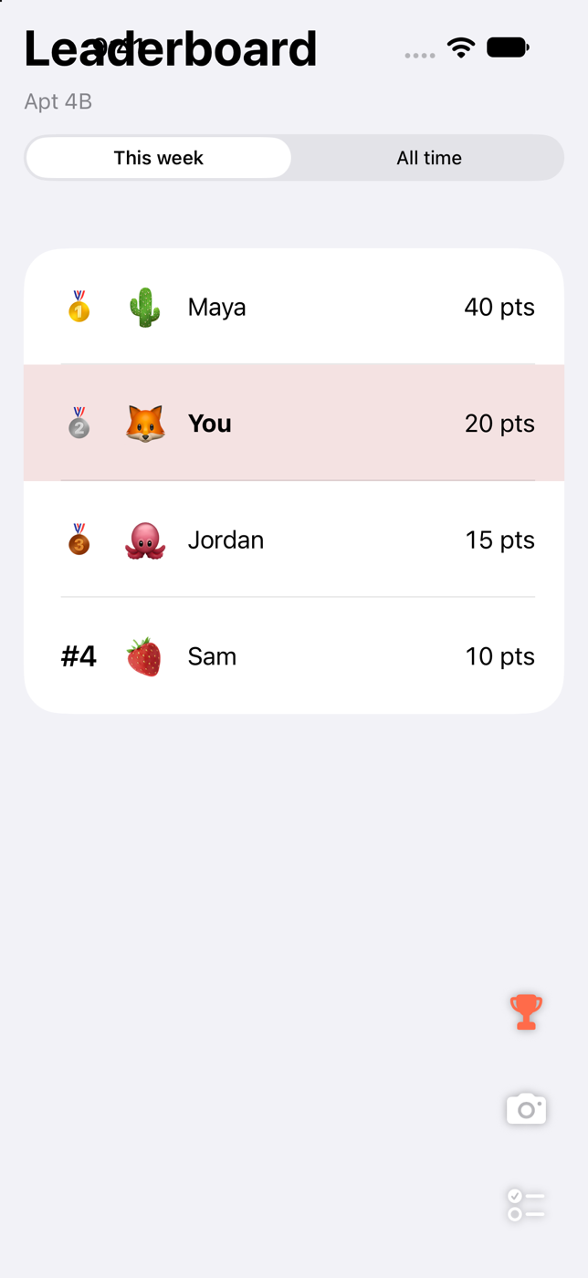 Version 0.1.0 leaderboard screen in system list styling